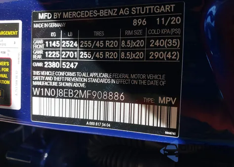 2021 Mercedes-Benz Glc 300 4Matic Coupe from USA, damaged, VIN W1N0J8EB2MF908886